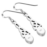 Black Onyx Celtic Trinity Silver Earrings - e412
